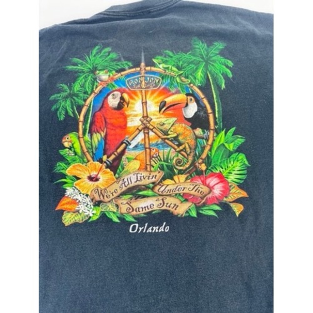 Ron Jon Surf Shop T Shirt Men 2XL Black Fad Tropical Peace Sign Orlando Graphic